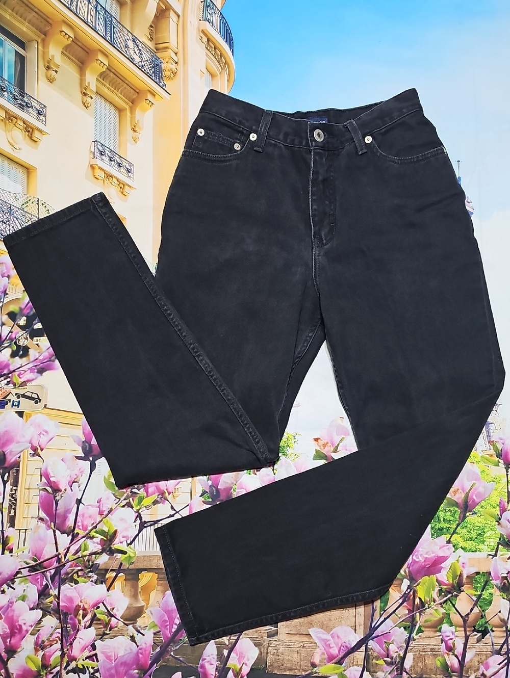 Ann Taylor Black High-Rise Slim Straight Jeans 4P Petite